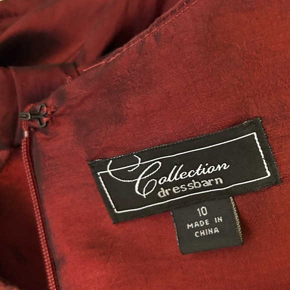 Dress Barn Collection cocktail metallic burgundy fully lined dress Sz-10.  X9 - Picture 11 of 13